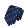 Bow Ties 2023 Designer Fashion 7cm For Men Striped Neckties Bridegroom Simple Wedding Business Casual Accessories With Gift Box