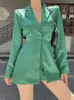 Kadın Suits Kadın Moda Sıradan Satin Blazer Ceketler Ofis İnce Zarif İş Şık Paltoları Femme Koreli Vintage Hardigan Giysileri