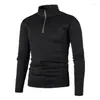 Men's T Shirts 2023 Men's Thin Fleece T-Shirt Thermal Tops Male Autumn Solid Color Stand Collar Casual Zipper S-3XL