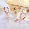 Stud Earrings Gold Color Cross Zircon Pendant Personality Accessories 925 Silver Needle Women's Friendship Gift Jewelry