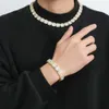 Hip-hop cristal sucre collier véritable or galvanoplastie micro-ensemble zircon hiphop mode hommes clavicule chaîne