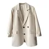 Ternos femininos Blazers HXJJP BLAZER DUPLO BLACK BLAZER BLAZER MULHERRA FENERIOR DRAPE SOLID COR SOLE