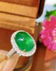 Cluster Rings Emerald Ring 4.98ct Pure 18K Gold Jewelry Green Gemstone Diamond Female For Women Fine