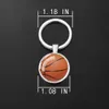 Key Rings Creative Football Pendant Keychain Double Side Sports Ball Basketball Tennis Golf Volleyball Glass Cabochon Gem Keyrings Pendant G230210