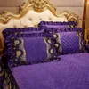 Gonna da letto Biancheria da letto trapuntata di lusso Copriletti super morbidi Gonna da letto in pizzo Federe Fogli di velluto di cristallo per ragazza Copriletto king / queen size 230211