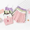 Ensembles de vêtements bébé filles tenues sans manches couleur unie gilets nouveau style mince pur coton doux mignon costumes à la mode infantile décontracté pcs