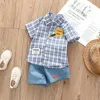 Yearold Toddler 2ピースセットファッション格子縞のトップスショーツボーイズ衣装サマーキッズセット男の子の服の子供用スーツ