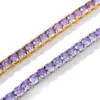 Новый 4 -миллиметровый односложенный браслет фиолетового циркона инсайс бренд 18K Platinum Luxury Full Diamond Hip Hop браслет для женщин