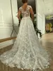Casual jurken Vestido de noiva v nek mouwloze bruiloft 2023 voor vrouwen open rug baljurk kanten organza bruids