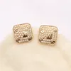 Luxury Women 18K Gold Plated Designer Ear Stud Earrings Brand Designers Geometry Letters Crystal Rhinestone Earring Wedding Party Jewerlry Gift With Box