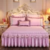 Bedkjol 1st Nordic Black Princess Spets Bed Breads Bed Kirt Solid Non-Slip High Quaility Sheet Madrass Cover Bed Sheet No Pillow Case 230211