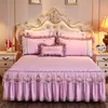 تنورة السرير 1pcs Nordic Black Princess Lace Bedspreads Bed Skirt Solid Non-Slip High leflity Sheaility Cover Cover Cover No Pillowcase 230211