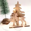 Decoraciones navideñas de madera sin terminar Papá Noel Muñeco de nieve Elk Reno Árbol para adornos navideños Adornos colgantes