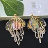 Kolczyki Dangle Ostatnie sztuczne S925 Srebrna igła Jellyfish Tassel Vintage Crystag Crystal Kamień Biżuterii dla kobiet