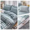 Conjuntos de cama conjuntos de cama de xadrez 100% algodão verde capa de cama nórdica 90 cenas de luta de edreca de pele 2pcs sem chapas de cama 230211