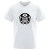 メンズTシャツメンズ高品質のTシャツコットンコーヒーカジュアルシャツスカルプリント半袖TシャツOネックティー