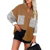 Women's Blouses Women's Blouse 2023 Autumn Winter Ladies Corduroy Loose Leopard Casual Button Up Collared Long Sleeve Shirt Fashion Tops