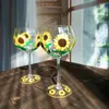 Bicchieri da vino Calice in vetro cristallo dipinto a mano Fiore di girasole Coppa rossa Piccola fresca vintage medievale