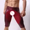 Calzoncillos Boxers de cuero Boxeadores de ropa interior sexy shorts gay pene bolsor