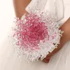 Decorative Flowers 1pc/lot Pink And White Acrylic Wedding Bride Bridesmaids Holding Flower For Bouquet Decoration