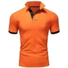 Herr t shirts 2023 t-shirt män bomullskjorta kort ärm t-shirt fast färg toppstees mandarin krage lång shir