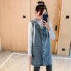 Femmes Gilets All-match Plus La Taille 3XL Jean Veste Mode Femmes À Capuche Denim Gilet Manteau Lâche Simple Boutonnage Casual Femme Long Gilet À