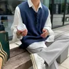 Men's Vests Versatile Solid Knit Sweater Tank Top Loose Casual Simple Men Preppy Fashion Male Sleeveless Tops 2023