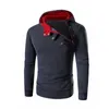 Sweats à capuche pour hommes Sweatshirts Sports Hommes Fermeture à glissière oblique Boutons Color Block Slim Fit Sweat à capuche