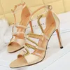 Sandals BIGTREE Shoes Serpentine Rhinestone Women Sandals Satin Hollow Sandals Women High Heels Summer Sandles Women Sexy Heeled Sandals G230211