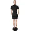 Casual Dresses Anjamanor Fashion Sexy Side Split Chain Black Dress Clubwear Women 2023 Summer Short Sleeve Cut Out Mini BodyCon Dress D0-CB31 T230210