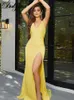 Casual Dresses Dulzura Satin Zipper Ruched Y2K Clothes Sleeveless Backless Bodycon Side Slit Bodycon Maxi Dresses for Women 2022 Club Evening T230210