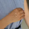 Halskette Ohrringe Set Mode Großhandel Schmuck schlicht poliert Doppelhorn Halbmond Kette Hand goldfarben Armband mit Ring Sklave