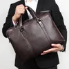 Briefcases Luxury Genuine Leather Briefcase Men Business Bag 156" Laptop 14 Male Office Document File Case Shoulder 230211