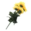 Fleurs décoratives artificielles 7 têtes branche de simulation de tournesol en soie jaune/Bouquet F; Loral pour bureau fête jardin El décor de mariage