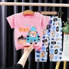 Ensembles nouveaux vêtements d'été coton garçons filles à manches courtes t-shirt pantalons longs pcs bébé unisexe vêtements pour enfants costume