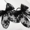 Korea Sweet White Black Lace Butterfly Ribbon Hair Clips Hair Barrettes Hairpins For Kids Girls Wedding Hair Accessories 1593