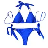 Design de luxo feminino Design de luxo Crystal Strap cintura Diamond Rings Bikini Swimsuit para mulheres impressas 2 peças separadas Tanga Set Beachwear