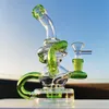 2023 8 Inch Heady Bong Multi ColorTransparent Green Glass Water Pipe Bong Dabber Rig Recycler Pipes Bongs Smoke Pipes 14.4mm Female Joint with Regular Bowl&Banger