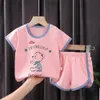 Kleding Kinderkleding Sets Casual Sports losse oneck T -shirts Shorts Nieuwe stijl Trendy katoenen Katte mouw Pullver shirts kinderen pc's