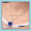 Pendentif Colliers Océan Coeur Collier Bijoux De Luxe Sier Plaqué Chaîne Ras Du Cou Cristal Bleu Strass Imitation Jolie Goutte Livrer Dhu8T