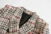 Abiti da donna 2023 Tweed Plaid Blazer Suit Moda Colori a contrasto Cappotti di media lunghezza Donna Casual Semplice Ufficio Pendolari Abbigliamento
