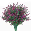 Fleurs décoratives 8 faisceaux artificiels faux lavande résistant aux UV arbustes plantes pas de décoloration plastique verdure maison cour jardin décor