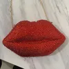 Avondtassen Designer Luxe Lip Steentjes Bling Purse Crystal Wedding Party Schouder Diamond Handtassen Cosmetische Berichtentas Voor Vrouw 230210