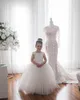 Girl Dresses Lace Tulle 3-9 Years Flower Dress Up Buttons Bows Children's First Communion Ball Gown Wedding Party Bridesmaid Kids
