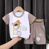 Ensembles de vêtements Bébé Pur Coton Dessin Animé Casual Tshirtshorts Nouveau Style Panda Dinosaure Manches Courtes Oneck Été Enfants Vêtements Unisexe