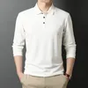 Мужская половая мода сплошной мужская рубашка с длинным рукавом весенняя повседневная футболка белая воротника в корейском стиле мужской роскошная одежда 230211