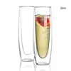 Vingglasögon 2st Transparent Water Cup Dubbelväggig champagne flöjt med hög temperaturmotstånd Mjölk Whisky Beer