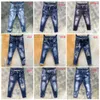 Dsquare jeans dsquare jeans d2 mens jeans denim rippade jeans för män mager trasiga Italien stil hål cykel motorcykel rock väckelse pa obt