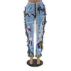 Damesbroek capris tassel patchwork gestreepte print jogger pant dames rave festival kleding zomer casual high taille bodycon actieve zweetbroek 230211