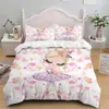 Bedding sets Lovely Princess Kids Bedding Set King Queen Castle Duvet Cover Pillowcase Bed Cover for Girls Twin Single Size Soft Quilt Cover 230211